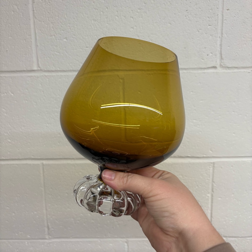 Vintage Aseda Sweden Amber Glass Snifter